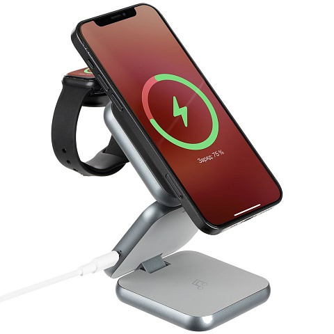 Складная станция беспроводной зарядки Terza, серебристая - рис 2.