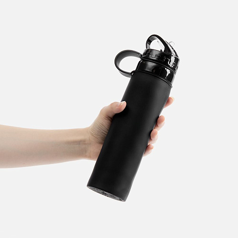 Складная бутылка для воды Langfossen, черная - рис 7.